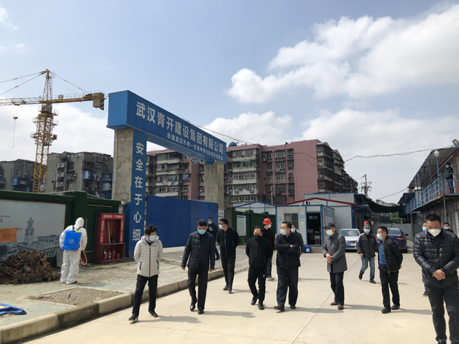 江汉区张俊勇书记与建设局黄局长一行亲临青开公司项目督查